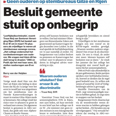 Onze gemeente discrimineert senioren!