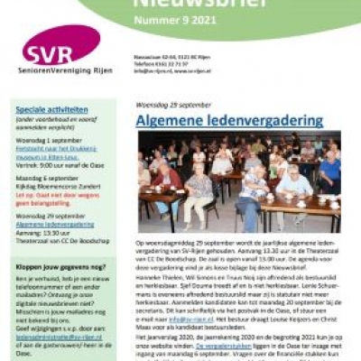 Nieuwsbrief september staat online